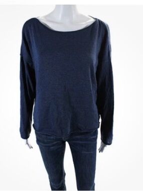 Lotus Eaters Women's Navy Blue Lagenlook Long Sleeve Summer knit sweater top